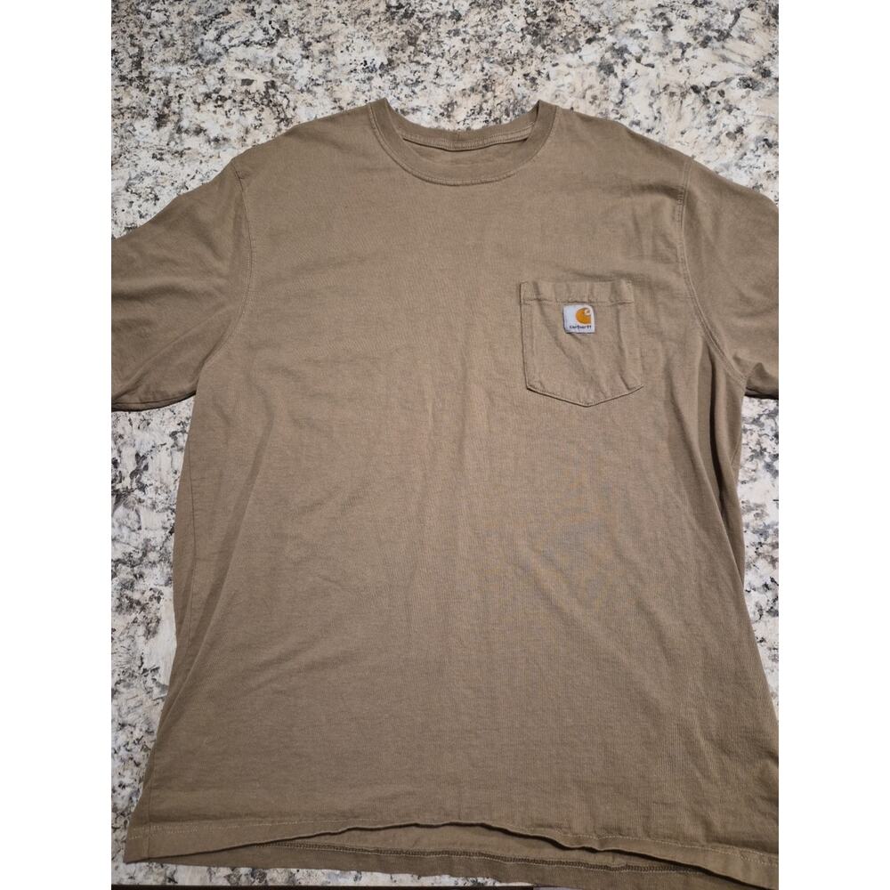 Carhartt Mens Original Fit Pocket T-Shirt Brown Size L Short Sleeve